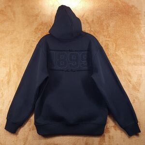 AC MILAN Hoodie Mens Large Black Pullover Fleece Lined Sweatshirt 1899 Logo